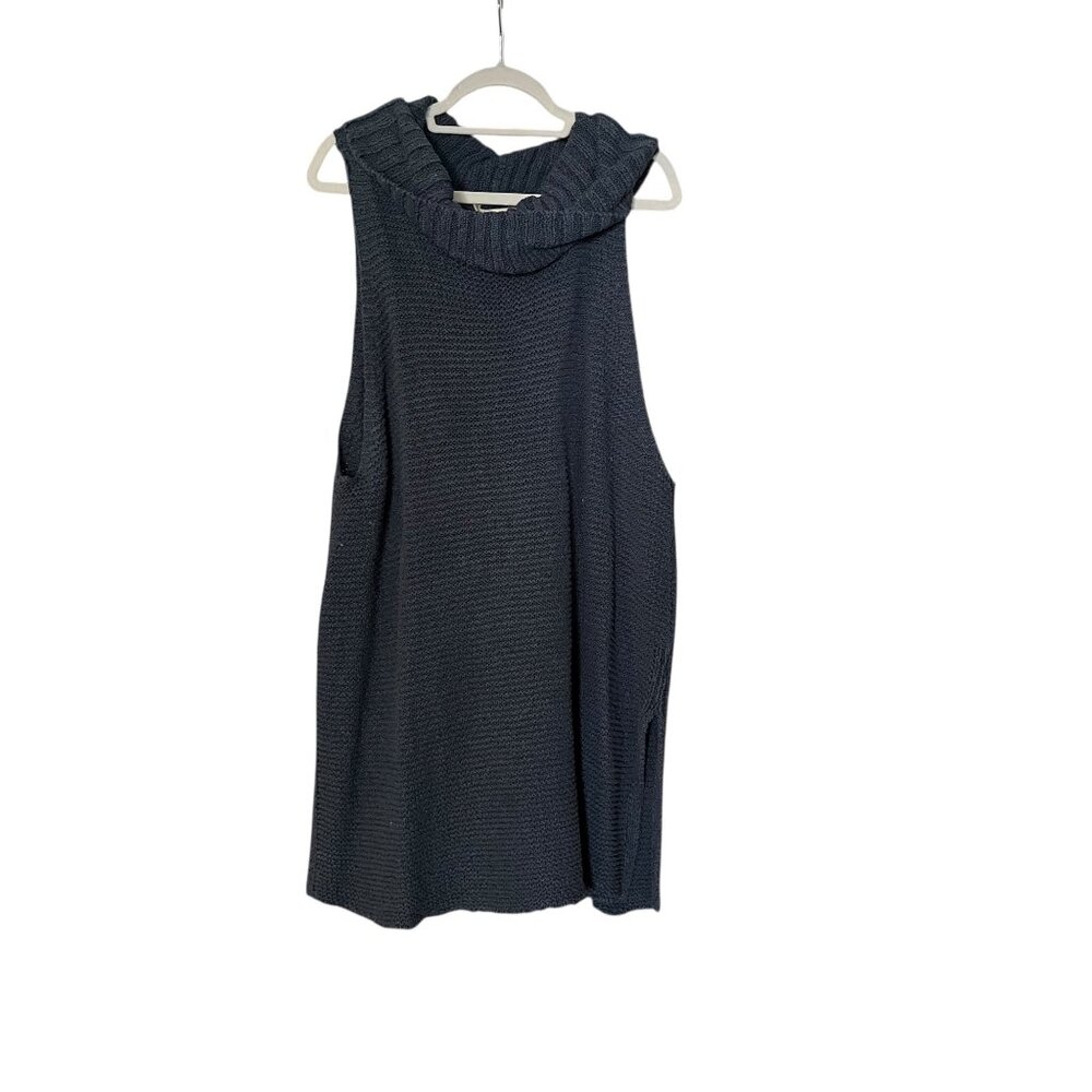 Soft Surroundings Blue Paola Cowl Neck Chunky Sleeveless Sweater Tunic Womens 2X